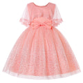 Girls' Princess Ball Gown Dress with Bow and Lace