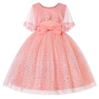 Girls' Princess Ball Gown Dress with Bow and Lace