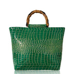 Women's Faux Leather Crocodile Pattern Emerald Green Tote Bag