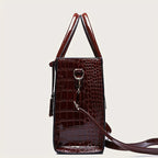 Women's Solid Color PU Leather Shoulder Tote Bag