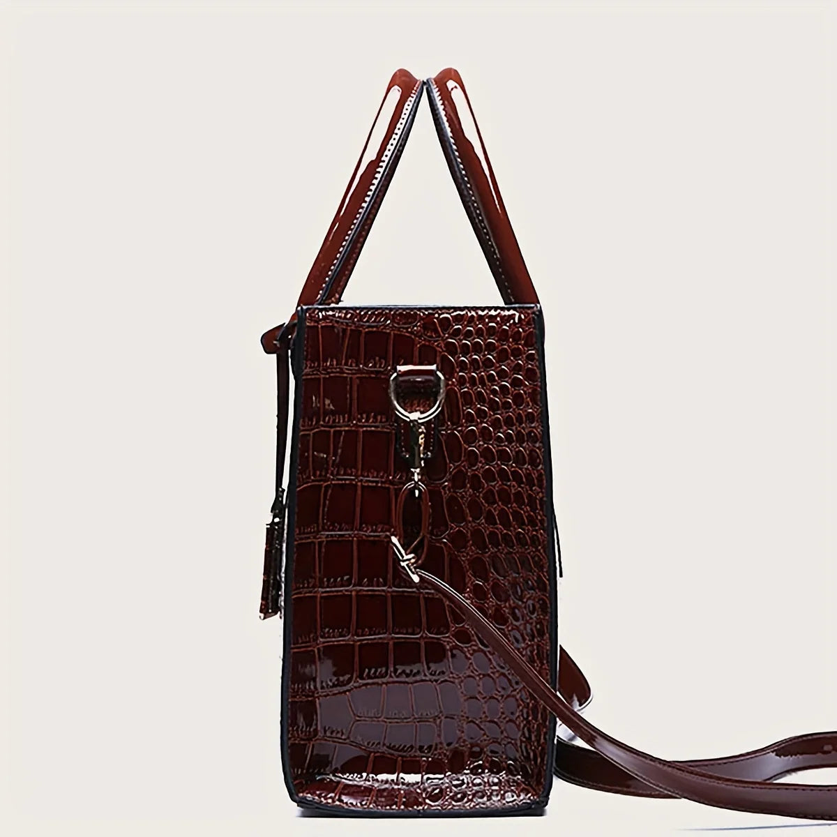 Women's Solid Color PU Leather Shoulder Tote Bag