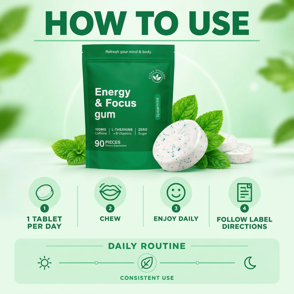 Energy and Focus Green Coffee Bean Caffeine L-Theanine Chewable Tablets