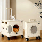 Double-layer Rolling Foldable Pet Carrier Trolley Bag for Cats Dogs