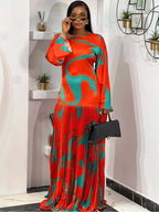 Women's Elegant Dashiki Long Sleeve Maxi Dress