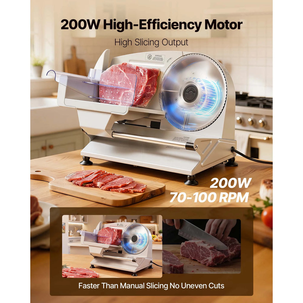 Electric Meat Slicer with 2 Stainless Steel Blades 200W