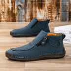 Men's Handmade Leather Ankle Boots Breathable Casual Shoes