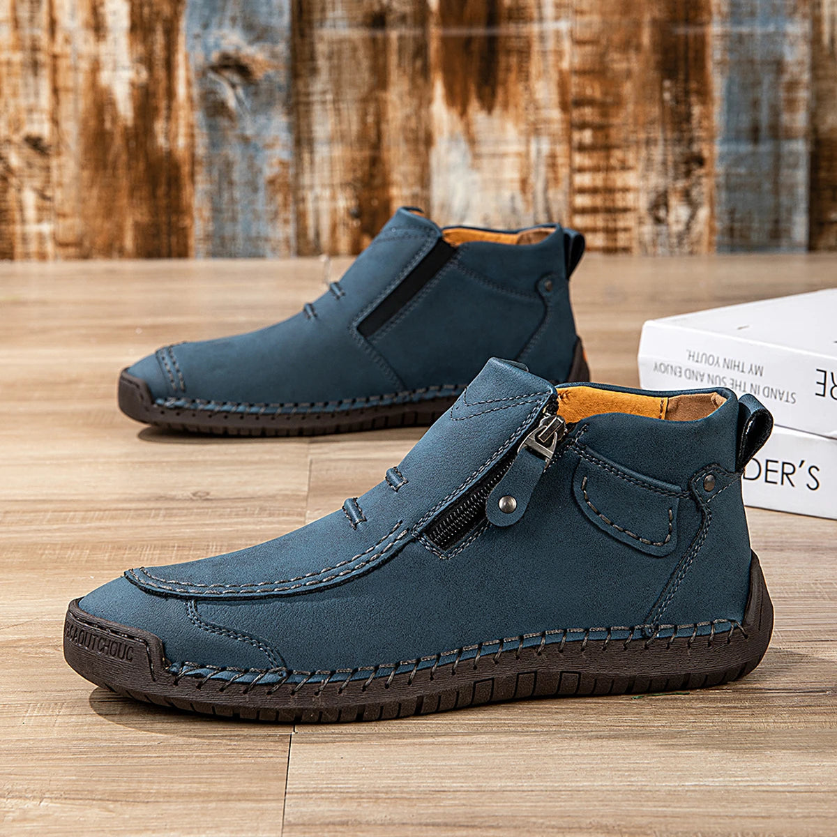 Men's Handmade Leather Ankle Boots Breathable Casual Shoes