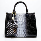 Women's Alligator Print Genuine Leather Handbag Shoulder Tote Bag