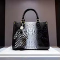 Women's Alligator Print Genuine Leather Handbag Shoulder Tote Bag