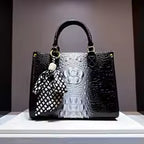 Women's Alligator Print Genuine Leather Handbag Shoulder Tote Bag