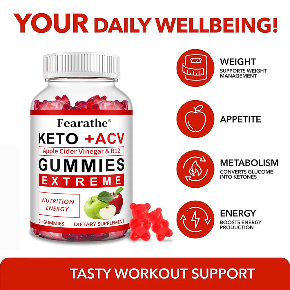 Keto Apple Cider Vinegar Metabolism Immune Dietary Supplement Gummies
