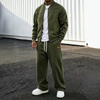 Men's Zip-Up Jacket and Wide Leg Sweatpants Two-Piece Set