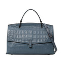 Women's Crocodile Pattern Genuine Leather Handbag Shoulder Tote Bag