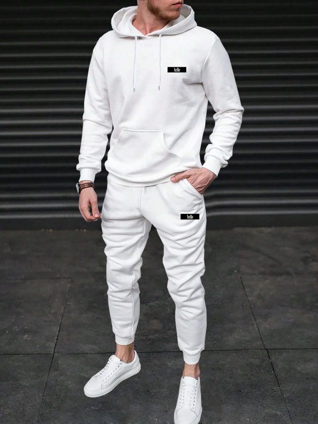 Men's Hooded Pullover and Sweatpants Two-Piece Set