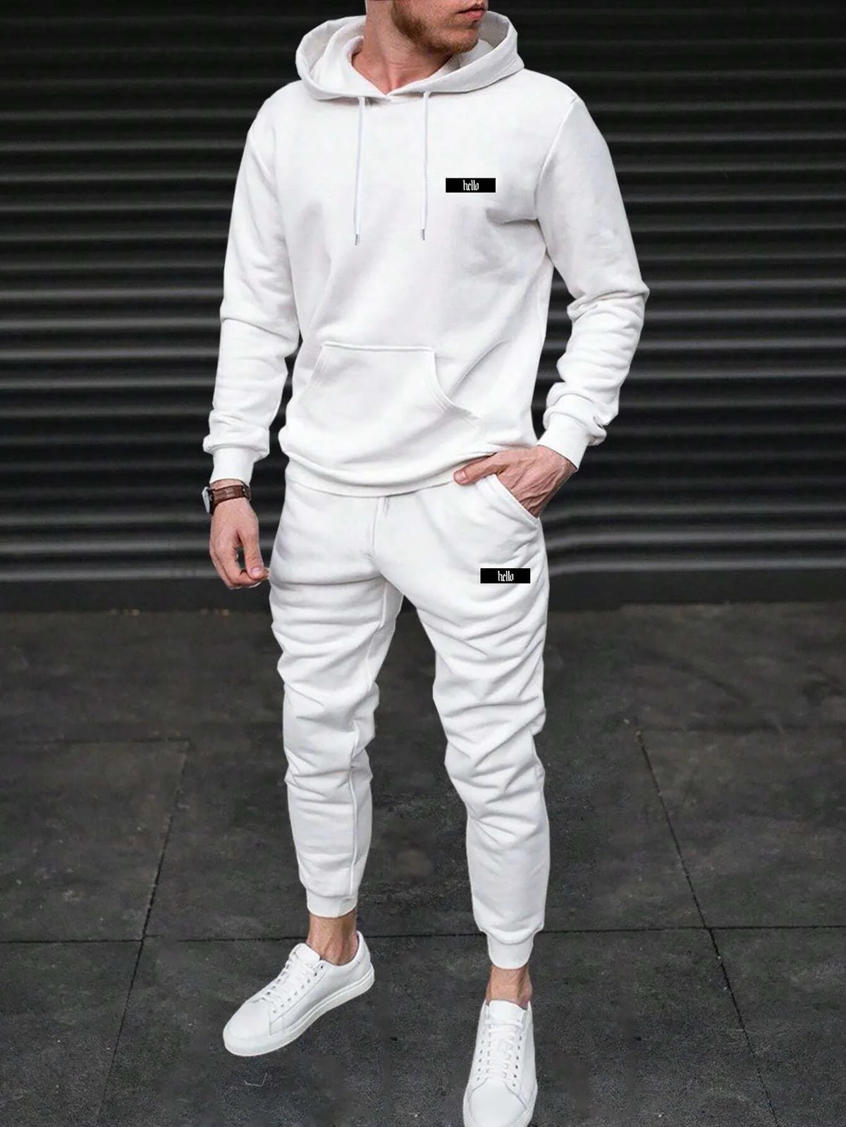 Men's Hooded Pullover and Sweatpants Two-Piece Set