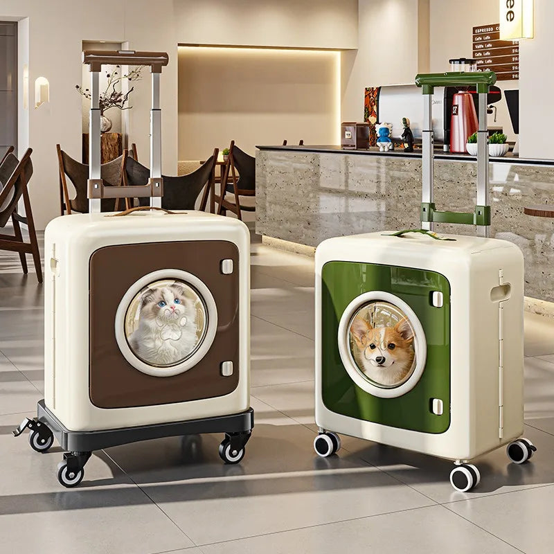 Collapsible Pet Trolley Travel Carrier for Cats Dogs