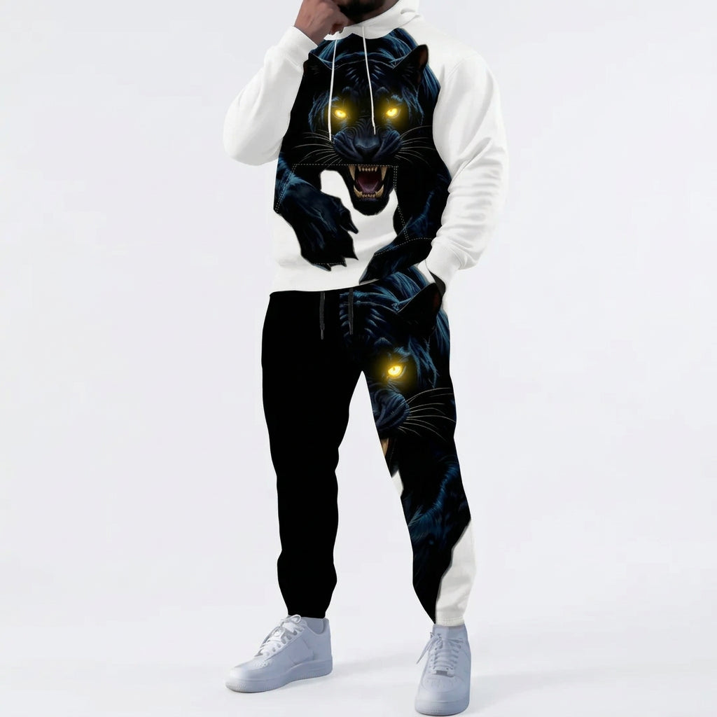 Men's 3D Tiger Print Hoodie and Pants Set
