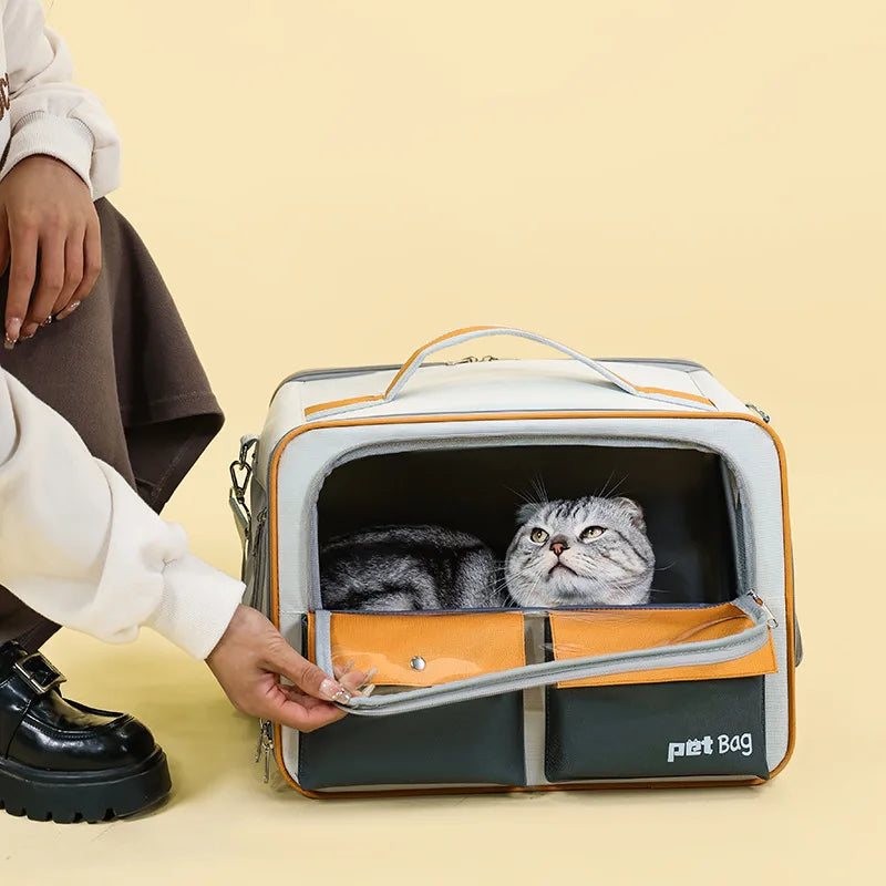 Large Capacity Foldable Rolling Pet Carrier Backpack for Cats Dogs