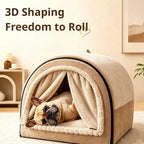 Cartoon Warm Enclosed Cat Bed Removable Washable Cushion