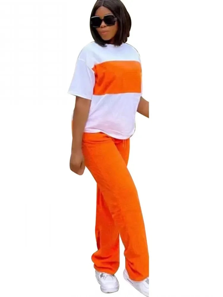 Women's Dashiki African Short Sleeve Top and Pants 2-Piece Set