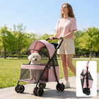 Foldable Breathable Mesh Pet Stroller for Cats Dogs