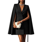 Women's Double Breasted Shawl Cape Blazer Dress