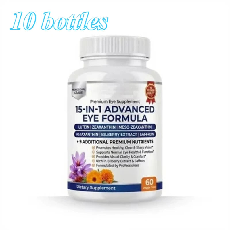 15-in-1 Eye Formula Supplement Lutein Zeaxanthin Bilberry 60 Veggie Caps