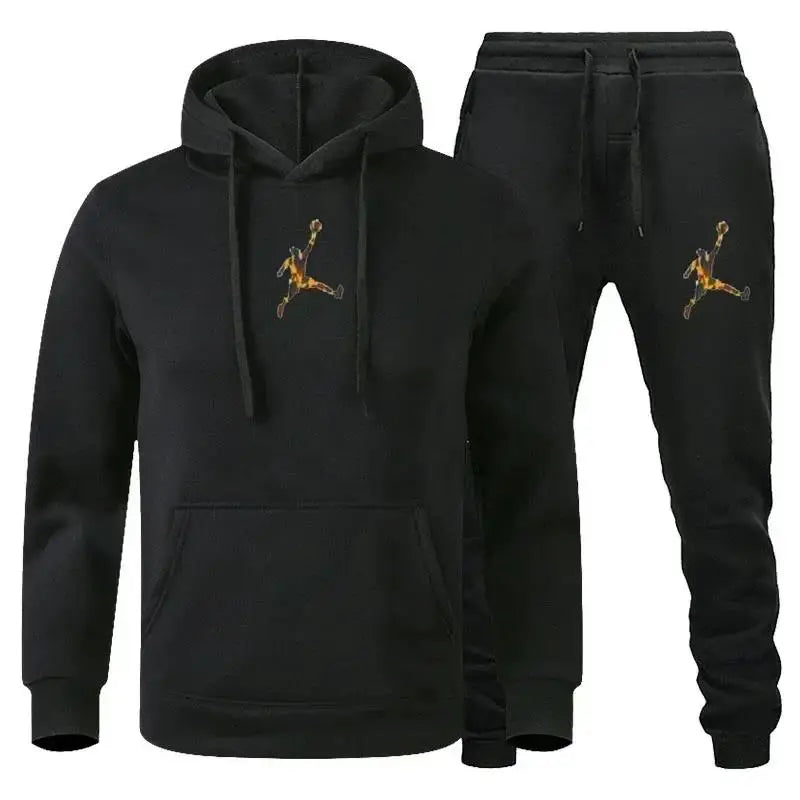 Men's Hooded Pullover and Jogger Pants Two-Piece Set