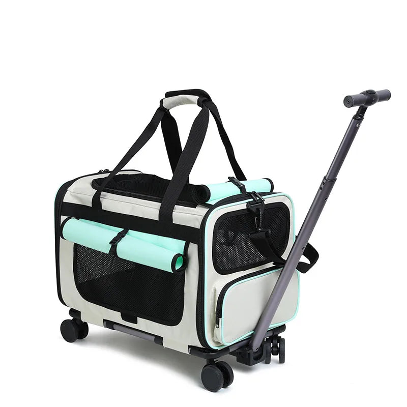 Large Capacity Pet Trolley Travel Carrier Bag for Dogs Cats