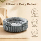 Plush Round Striped Pet Nest Bed for Cats Dogs