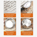 Stainless Steel Tempura Deep Fryer Pan with Thermometer and Lid