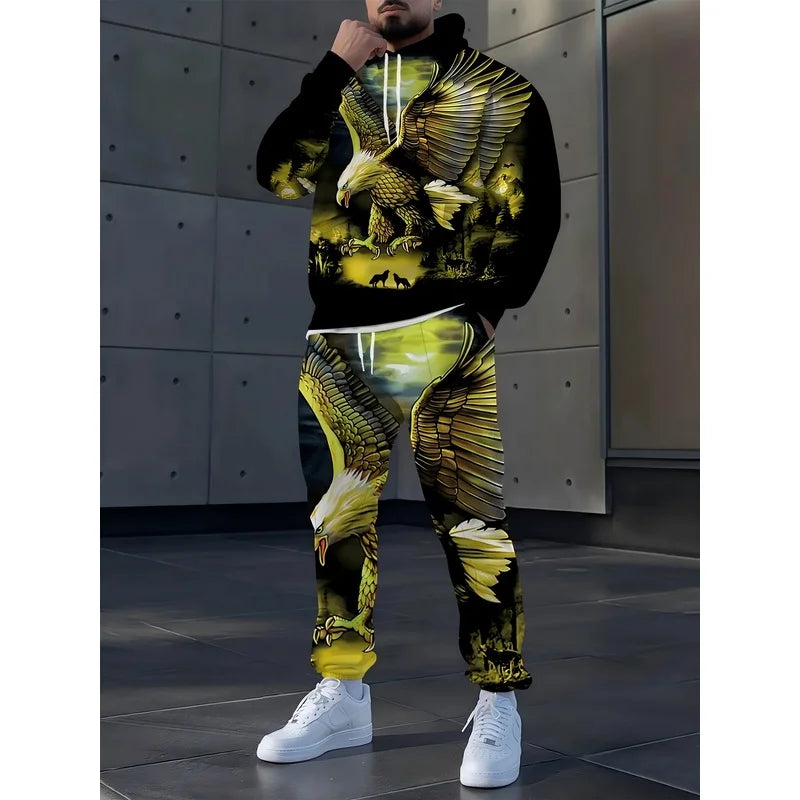 Men's Casual Hooded Sportswear Tracksuit Set