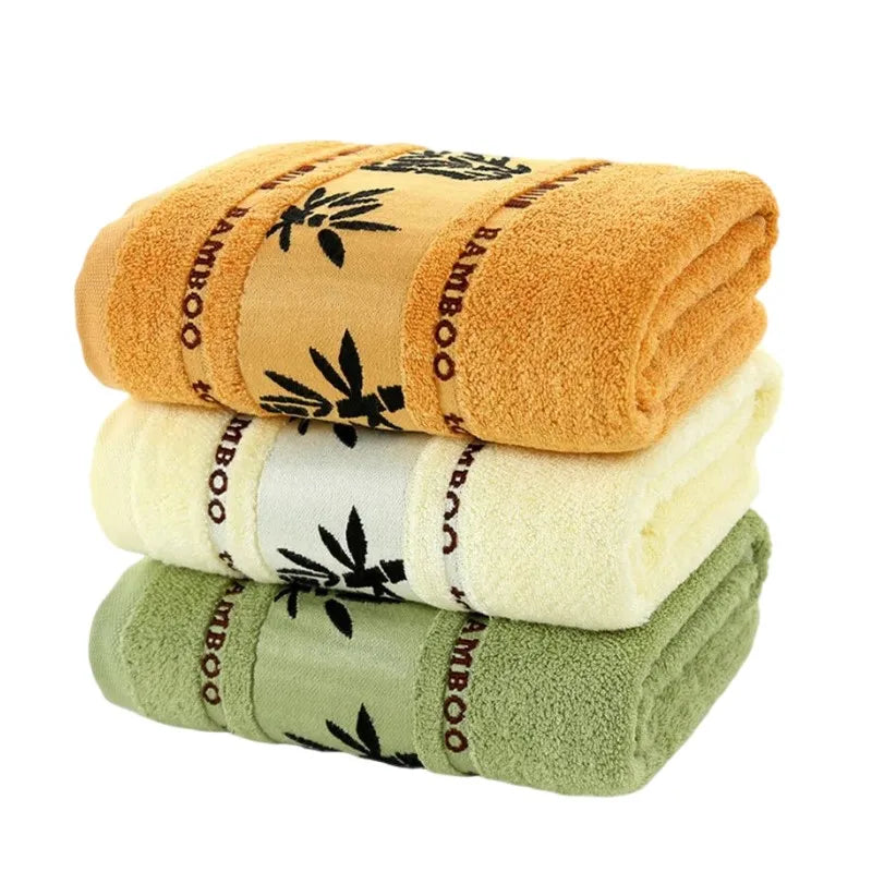 Bamboo Fiber Bath Towel Set Thick Absorbent Jacquard