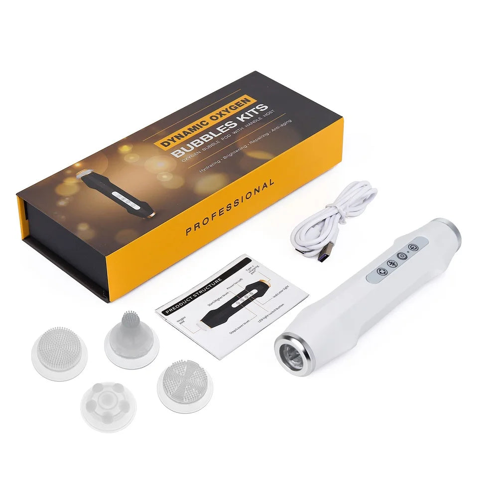 Portable CO2 Oxygen Bubble Facial Pen with 7-Color Photon Light