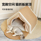 Solid Wood Enclosed Cat Villa Sisal Scratcher All Season