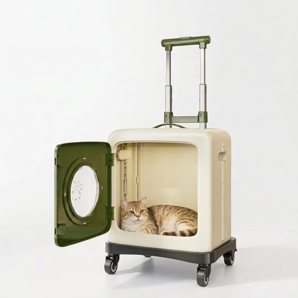 Collapsible Pet Trolley Travel Carrier for Cats Dogs