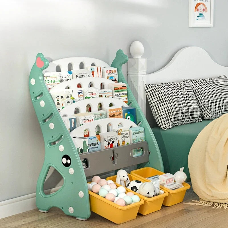 Kids Cartoon Duckling 5-Layer Bookshelf Toy Storage Rack