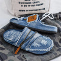 Men's Distressed Denim Slip-On Slippers