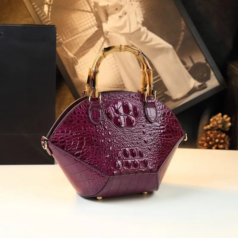 Women's Shell Bamboo Handle Handbag