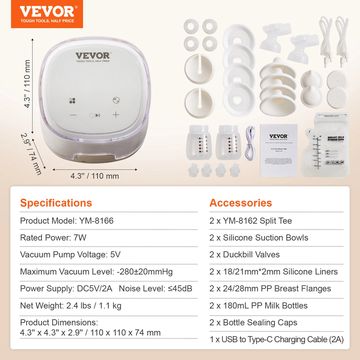 Portable Double Electric Breast Pump with LED Display