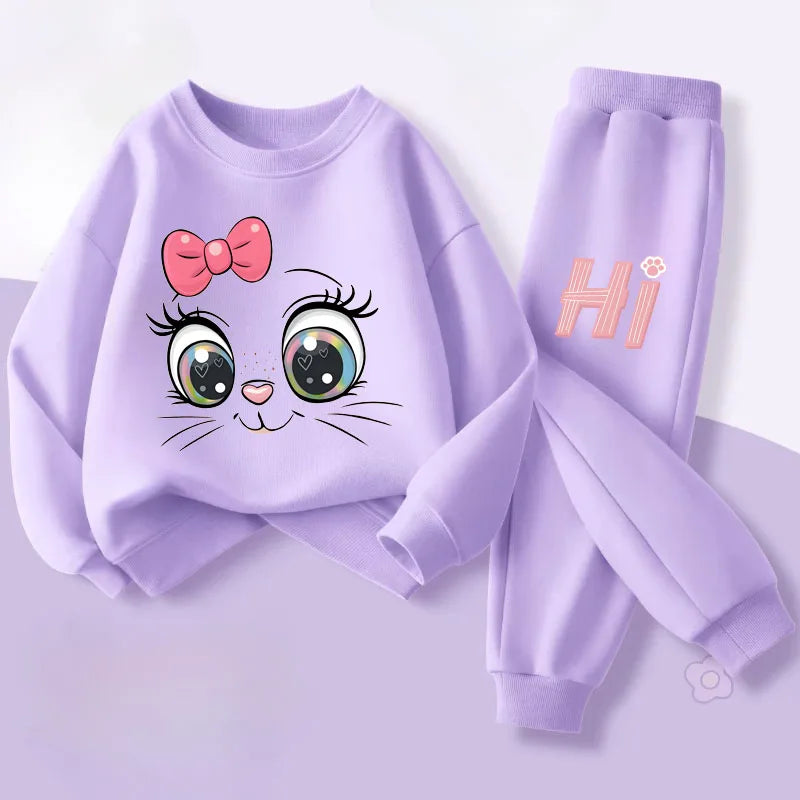Girls' Long Sleeve Hoodie and Pants 2-Piece Set
