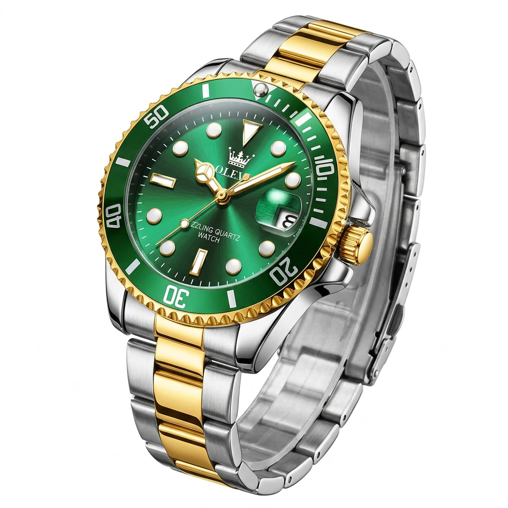 Men's Quartz Stainless Steel Watch with Calendar