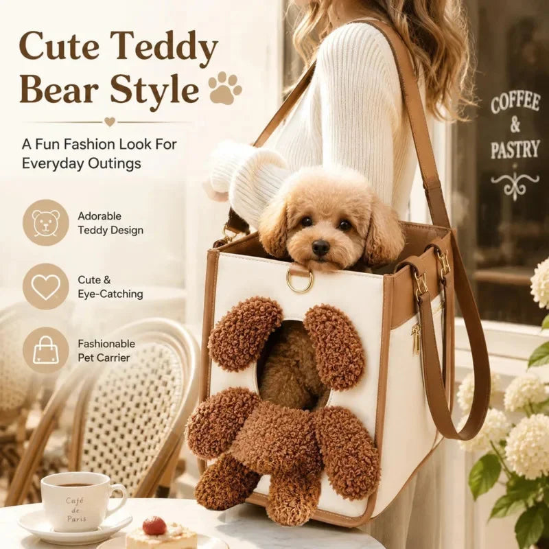 Cute Teddy Bear Dog Cat Portable Pet Backpack Tote Carrier