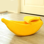 Banana Shaped Plush Cat Bed Cozy Sleeping Nest