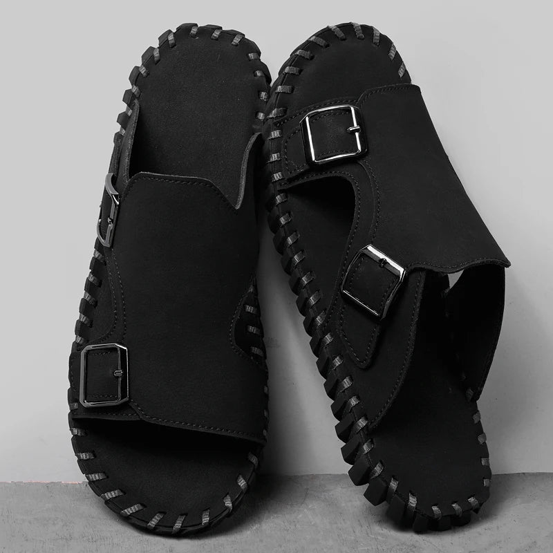 Men's Luxury Genuine Leather Outdoor Beach Slide Sandals