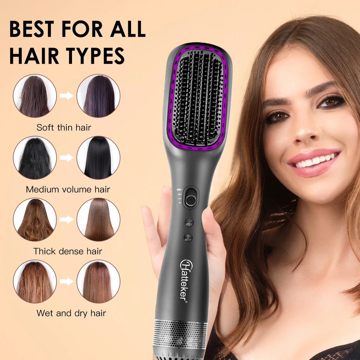 Electric Hot Air Comb and Anion Hair Straightening Brush