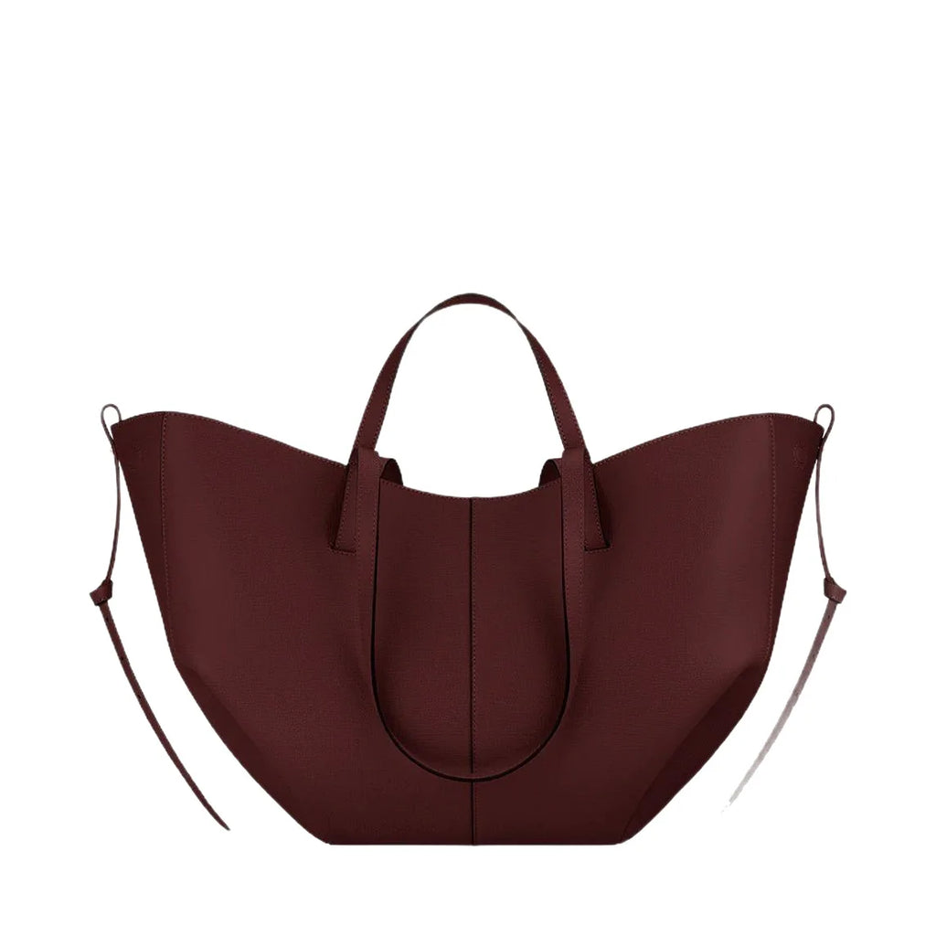 Women's Solid Color Genuine Leather Handbag Shoulder Tote Bag