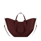 Women's Solid Color Genuine Leather Handbag Shoulder Tote Bag