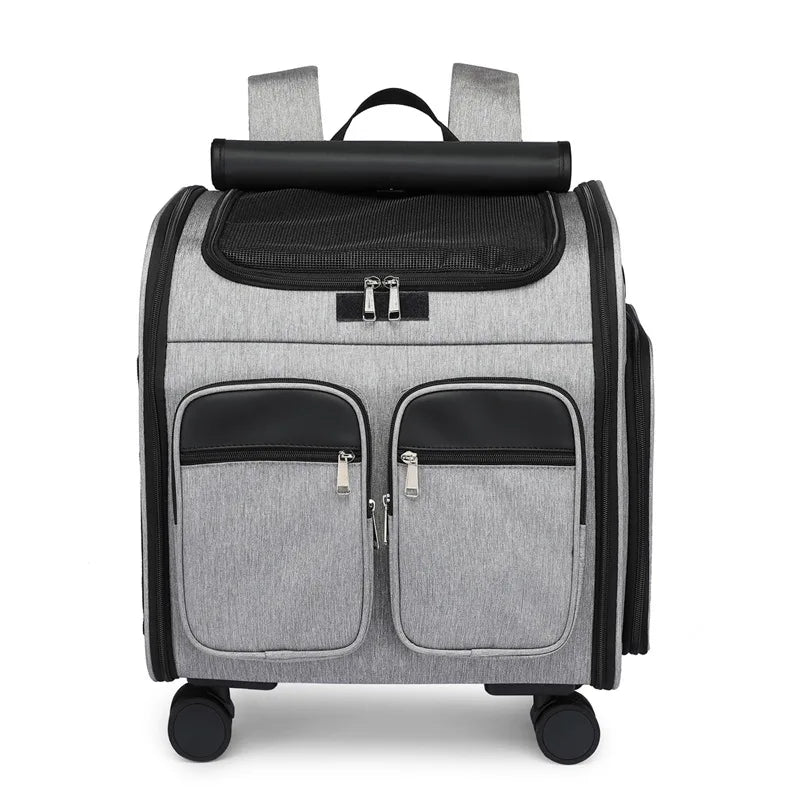 Wheeled Pet Carrier Backpack Stroller for Small Dogs Cats