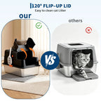 Enclosed Stainless Steel Cat Litter Box for Cats